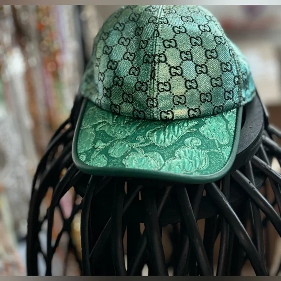 Gucci | Accessories | Green Gucci Metallic Hat | Poshmark display picture 3